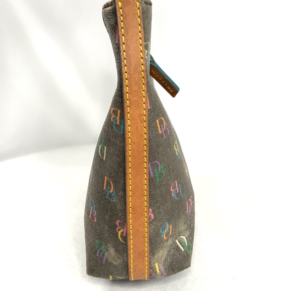 Dooney Bourke Vintage Rainbow Logo Coated Canvas Small Shoulder Bag Rainbow Zip - Picture 6 of 13